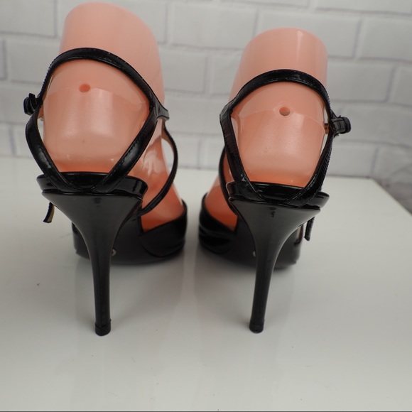 Giorgio Armani sz 38 black patent strappy heels - Picture 5 of 16